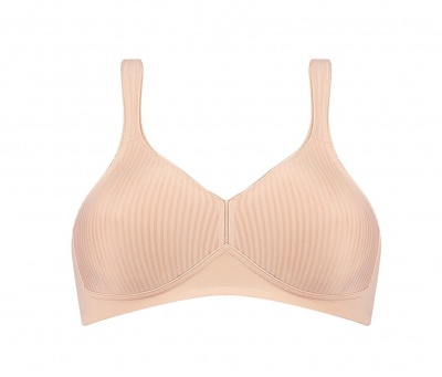 Soutien bege claro com riscas verticais e alças largas