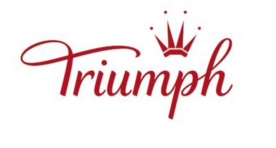 Logotipo da marca Triumph em vermelho com coroa acima da letra u