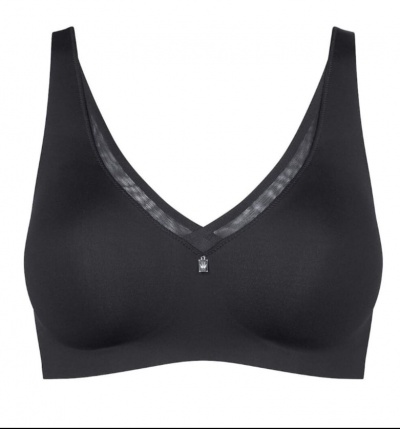 Soutien preto sem aro com decote em V e pendente metálico