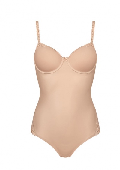 Body feminino nude com bojo moldado e renda
