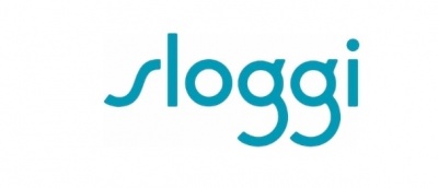 Logótipo azul da marca Sloggi em fundo branco