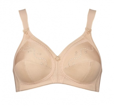 Soutien-bege bordado com aplique floral