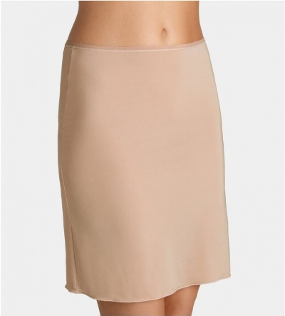 Saia lingerie meia-sola bege em fundo branco