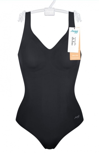 Fato de banho preto feminino Sloggi com alças largas e decote em V