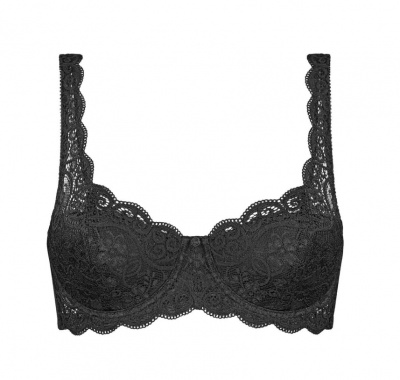 Soutien preto em renda com alças largas e padrão floral