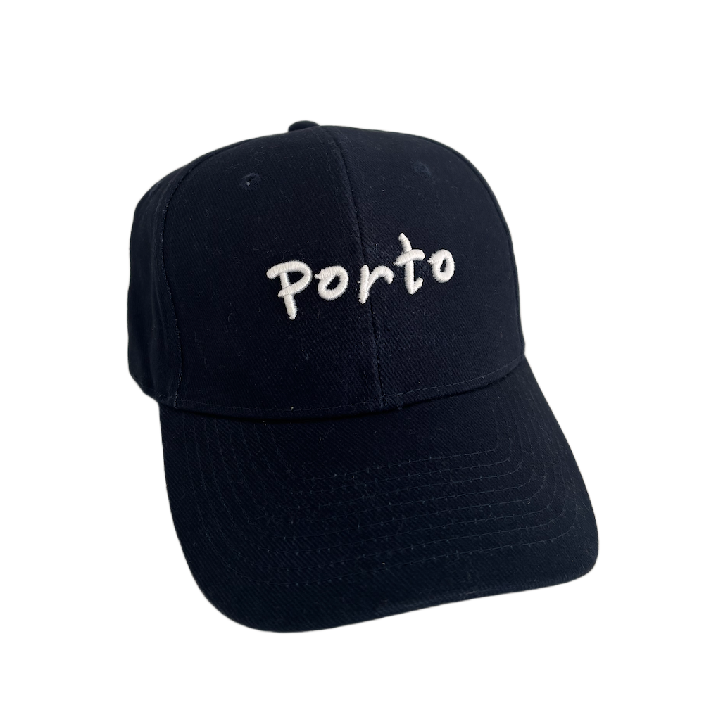 Boné palavra personalizada 3D Boné preto com bordado branco 'Porto'