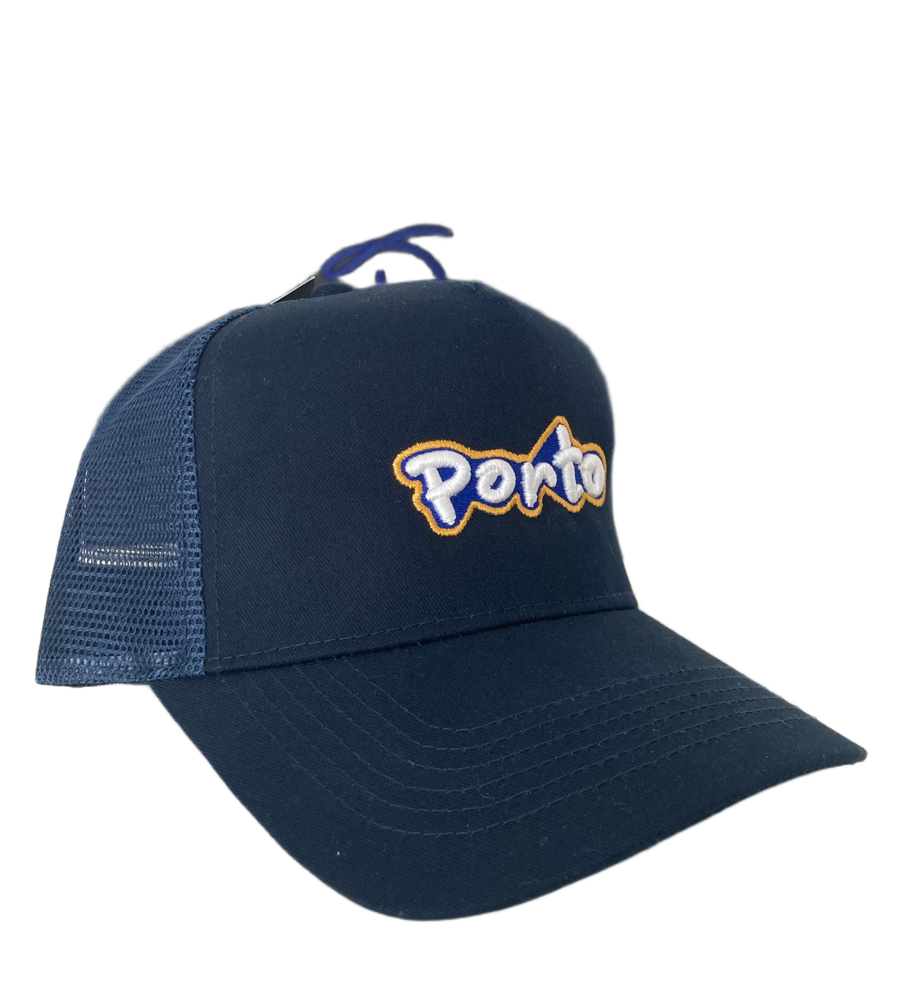 BONÉ TRUCKER 3D Boné azul escuro com bordado Porto e rede na parte traseira.