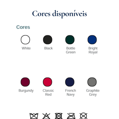 Esquema de cores disponíveis com nomes e símbolos de lavagem