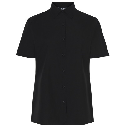 Camisa preta de manga curta com botões