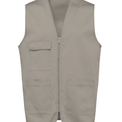 Colete masculino cinzento claro com fecho e bolsos