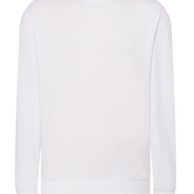 Sweatshirt branca básica de manga comprida com gola redonda