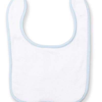 Babete branco com borda azul clara em tecido macio