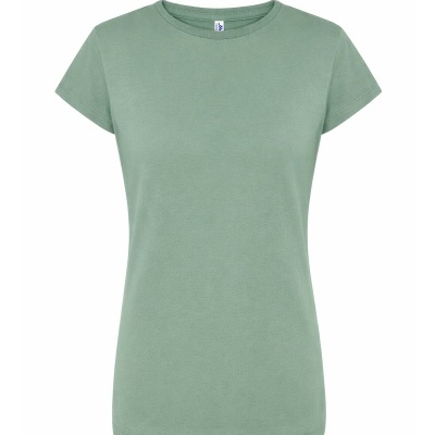T-shirt feminina verde pastel lisa com gola redonda e mangas curtas