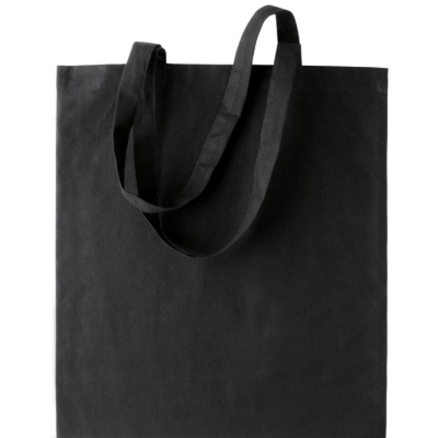 Saco tote de tecido preto com alças longas