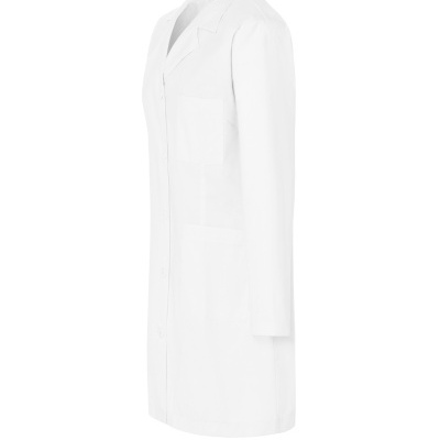 Jaleco branco de manga comprida com bolso no peito