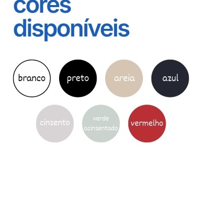 Círculos coloridos com nomes das cores e texto cores disponíveis.