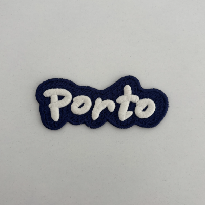 Emblema bordado com texto Porto sobre fundo azul