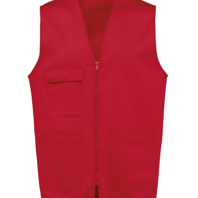 Colete vermelho com fecho de correr e bolsos