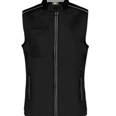 Colete masculino preto com fechos e bolso no peito