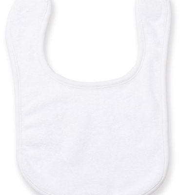 Babete branco para bebé com fecho autocolante