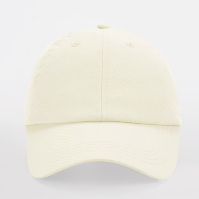 Chapéu de basebol bege claro, tecido com textura, aba curva