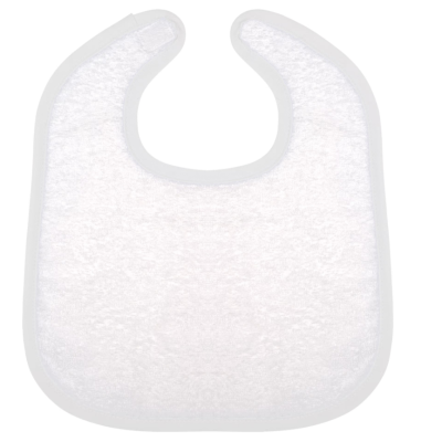 Babete branco de tecido felpudo com fecho de velcro