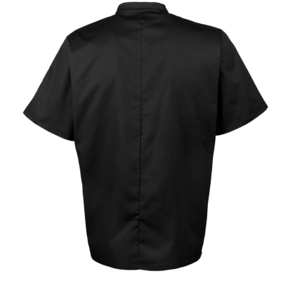 Camisola preta de manga curta vista de costas
