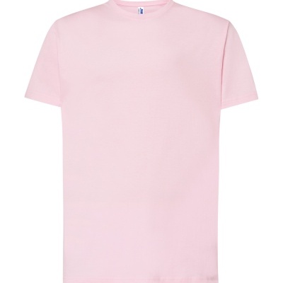 T-shirt lisa cor-de-rosa claro de manga curta com gola redonda