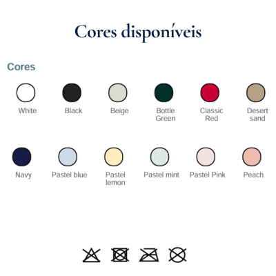 Paleta de doze cores com nomes e texto WWW.BORDAPORTO.PT, Cores disponíveis