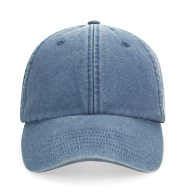 Boné azul em tecido com pala curva