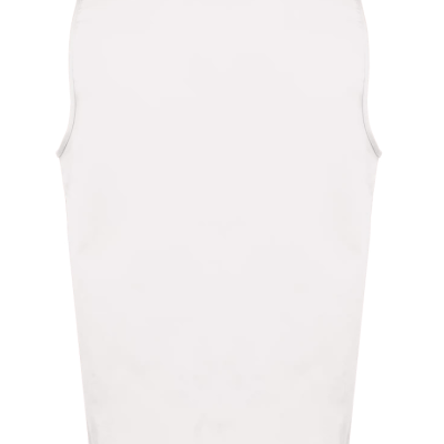 Camiseta branca sem mangas vista de costas
