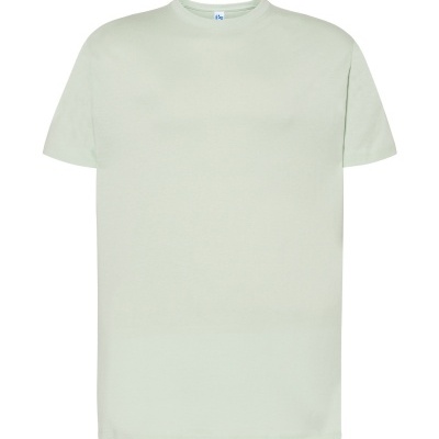 T-shirt de manga curta verde claro, lisa, com gola redonda