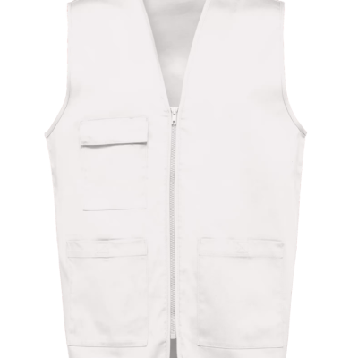 Colete branco com fecho e bolsos frontais