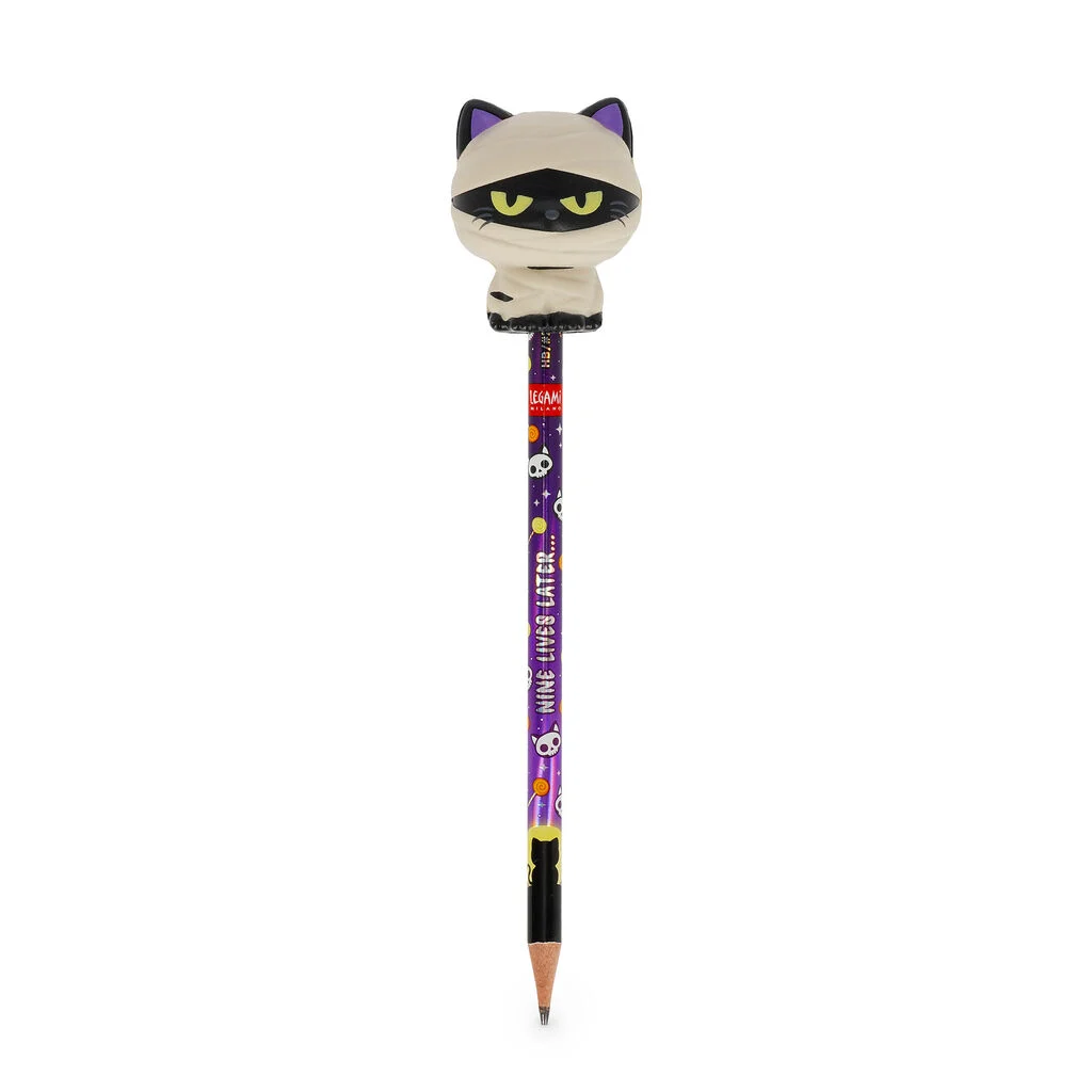 Lápis com Squishy de Halloween Gato Múmia Nine Lives Later