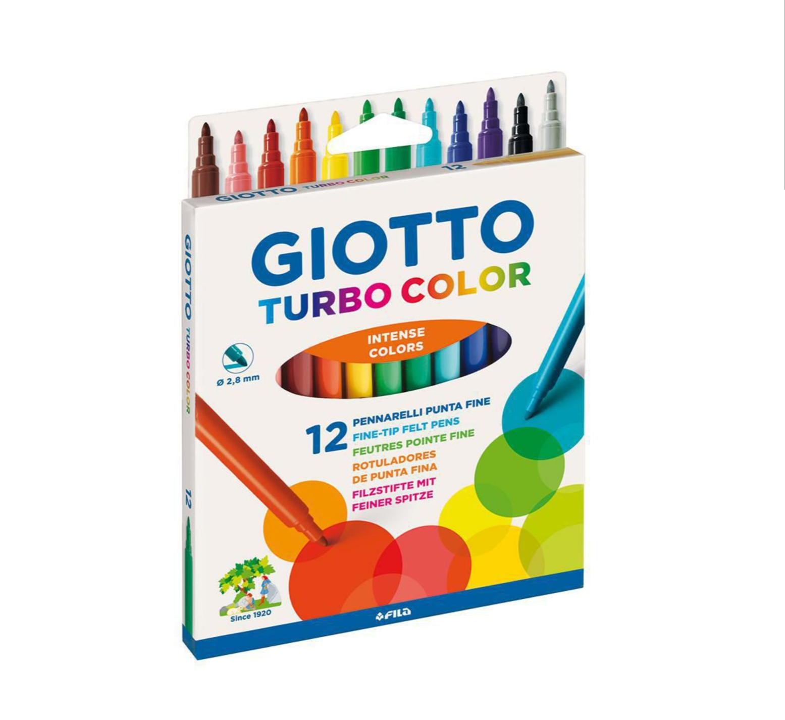 Conjunto de marcadores Giotto Turbo Color 12 canetas ponta fina