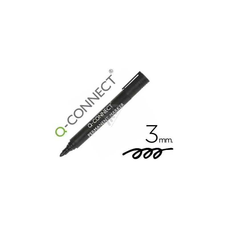 Marcador Q-Connect Permanente Preto Ponta Redonda 3.0 mm Marcador permanente preto Q-CONNECT 3 mm