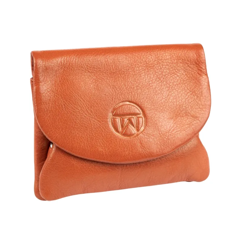 Porta-Moedas Envelope MATTIES Laranja Carteira pequena em pele castanha com logotipo gravado