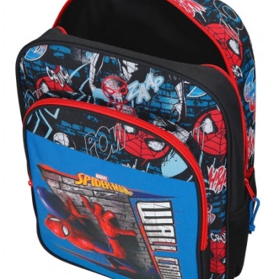 Mochila Marvel Spider-Man com imagem do Homem-Aranha e padrão colorido