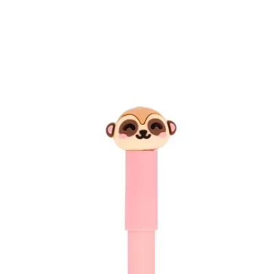Objeto em forma de cabeça de animal sorridente com suporte rosa