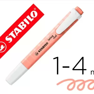 Marcador STABILO swing cool coral com tampa e clip brancos