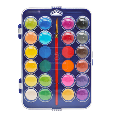 Conjunto de aguarelas coloridas com pincel