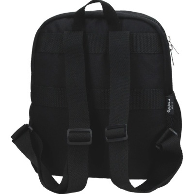 Mochila preta de tecido com alças ajustáveis e etiqueta Pepe Jeans