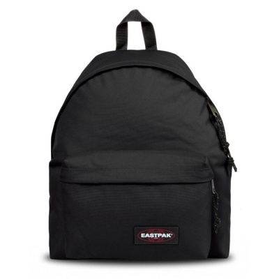 Mochila preta Eastpak com bolso frontal e etiqueta