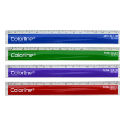 Conjunto de quatro réguas Colorline coloridas com marcações métricas