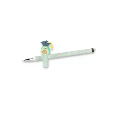 Caneta verde claro com clip decorativo de abacate com chapéu de formatura