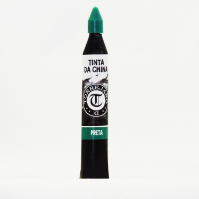 Tubo de tinta da China preta da marca Torrejano com tampa verde