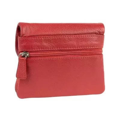 Carteira ou porta-moedas vermelho em pele com fecho