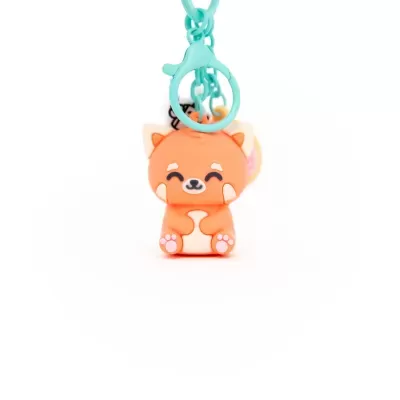 Chaveiro raposa de silicone laranja com argola azul