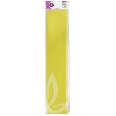 folha de papel cartão amarelo embalada em plástico com etiqueta