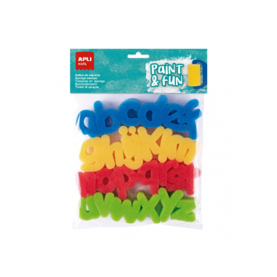 Letras de espuma coloridas embaladas com etiqueta APLI kids PAINT & FUN